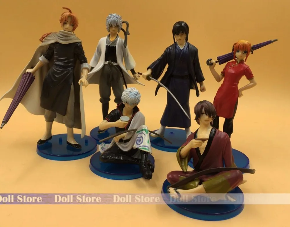 

7-13cm Japanese anime figure 6pcs/lot PVC GINTAMA action figure collectible model toys for boys