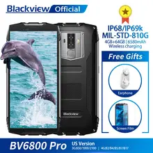 Blackview BV6800 プロアンドロイド 8.0 屋外の携帯電話 5.7 "MT6750T オクタコア 4 ギガバイト + 64 ギガバイト 6580mAh 防水 NFC 頑丈なスマートフォン(China)