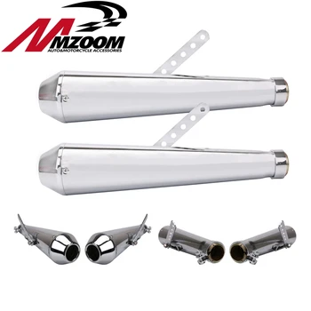 

1 pair chrome Motorcycle Exhaust Pipe Shield 2 piece Muffler Silencer Heat Cover Heel Guard