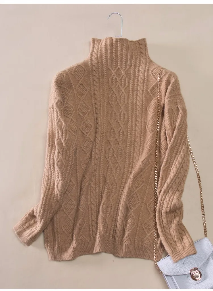 Женский свитер, кашемир и шерсть, вязаный пуловер, зима, толстая вязаная одежда, женские водолазки, топы, стандартная одежда, джемперы