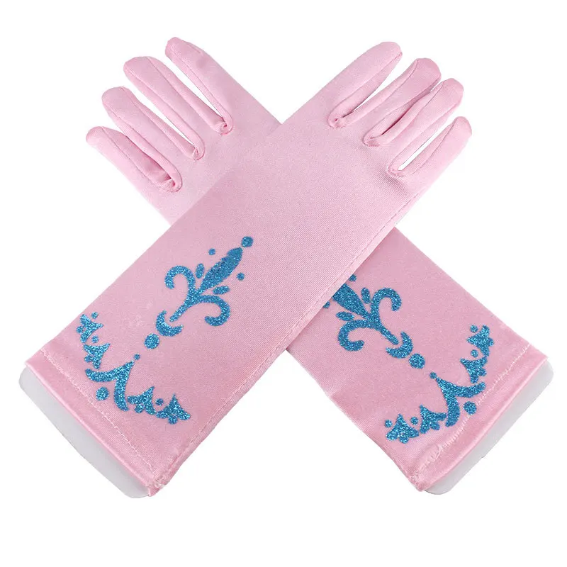 PaMaBa детские перчатки Принцесса Эльза Анна аксессуары для косплея перчатки с принтом длинные пальцы перчатки для девочек Снежная королева парчовые перчатки