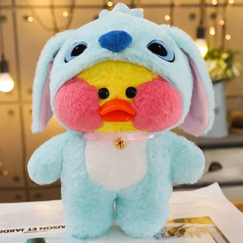 

Stitch Dressed Yellow Duck Plush Toys for Children Lalafanfan Cafe Mimi Duck Totoro Unicorn Doll Soft Stuffed Animal Plush Toy