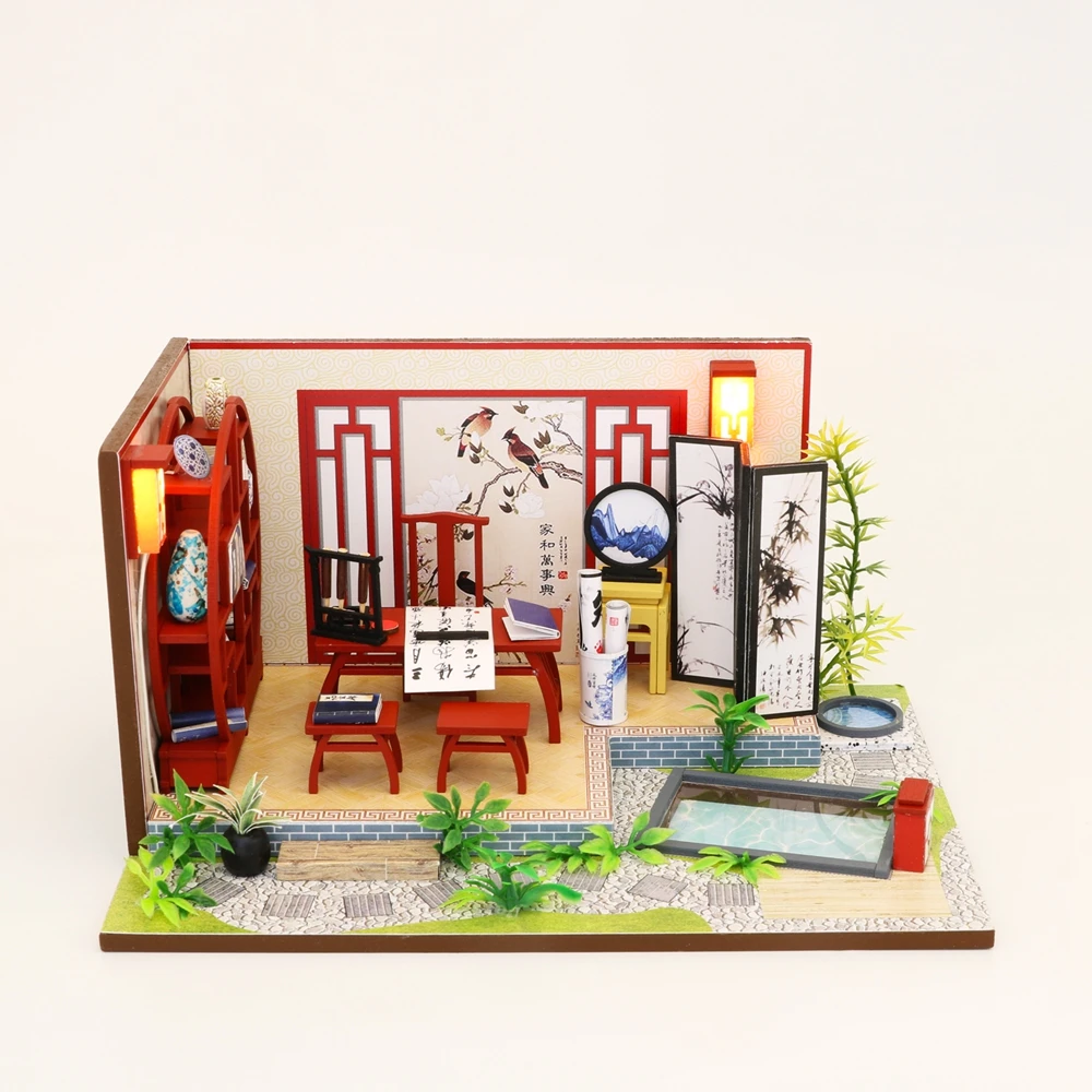 Деревянная игрушка Diy кукольный домик Миниатюрный Кукольный домик ручной работы кукольный дом мебель головоломка собрать 3D миниатюрные модели игрушек для детей