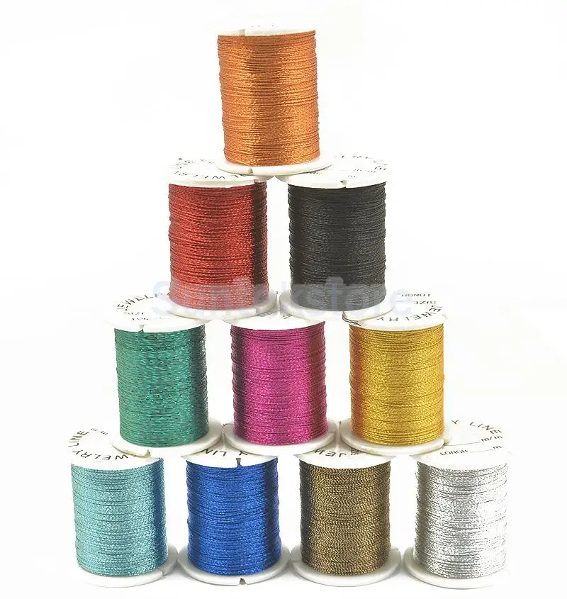 

10 Rolls Multifunctional String Metallic Jewelry Cord 0.2mm