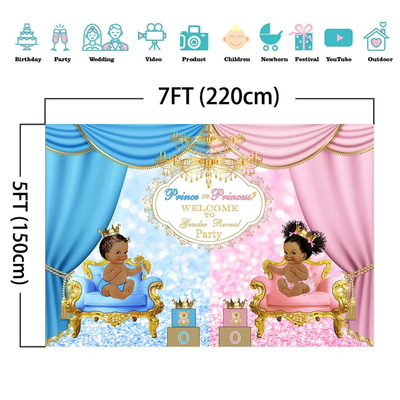 Королевское торжество пол раскрывает Backgdrop Добро пожаловать принц или принцесса ребенок душ вечерние фото фон синий или розовый фон