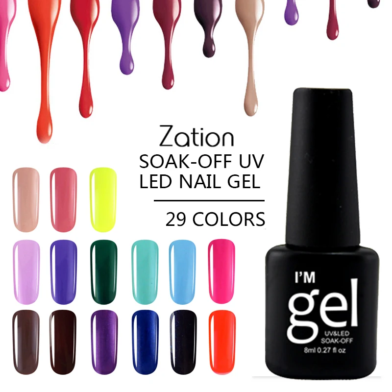 

Zation Nails Art Gel Polish Esmalte Permanente Varnish Manicure Glaze Gel Nail Polish Set 8ml 29 Colors Soak Off UV Gel Lacquer