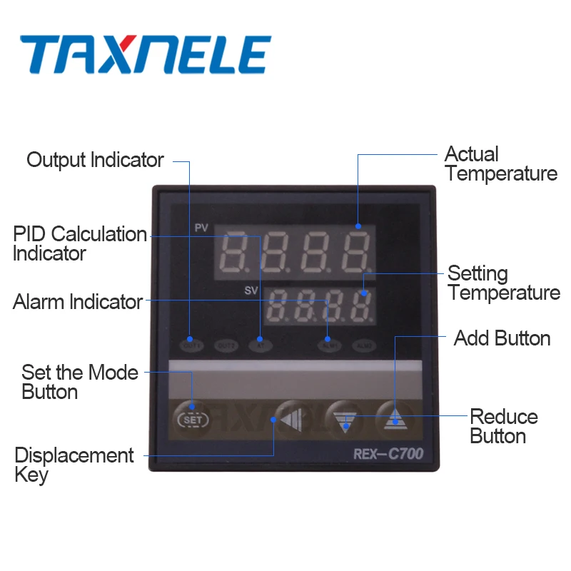 Цифровой PID REX-C700 контроллер температуры+ SSR реле 40A+ K термопара+ радиатор, PID контроллер термостат SSR выход