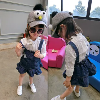 

Korean Spring Autumn Dress Girls Children's Jeans Strap Girls' Dress