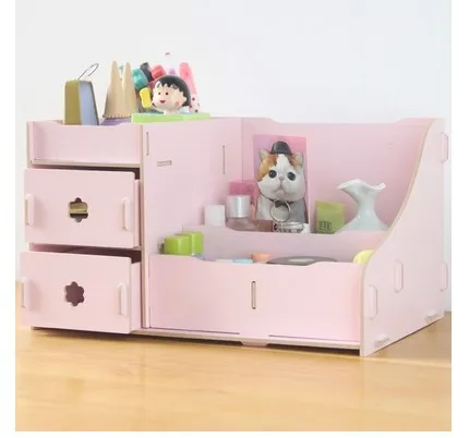 Nueva DIY madera cosmética organizador joyería cosmética organizador