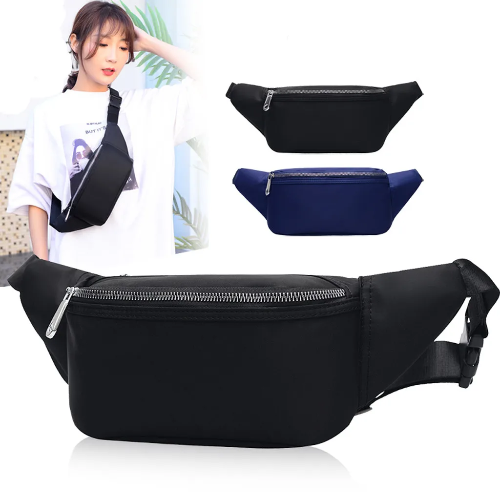 

Holographic Waist Bags Fashion Neutral Solid Color Nylon Sports Wild Pockets Casual Chest Bag Women Fanny Pack Female Belt