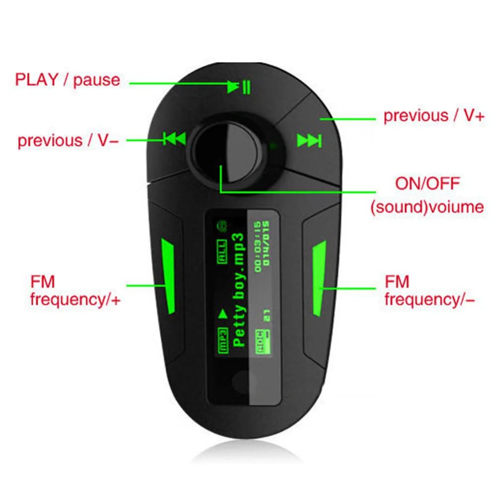 High Quality Green LCD with Remote radio Car kit Car MP3 Player Modulator Wireless FM Transmitter USB SD MMC LCD+Remote