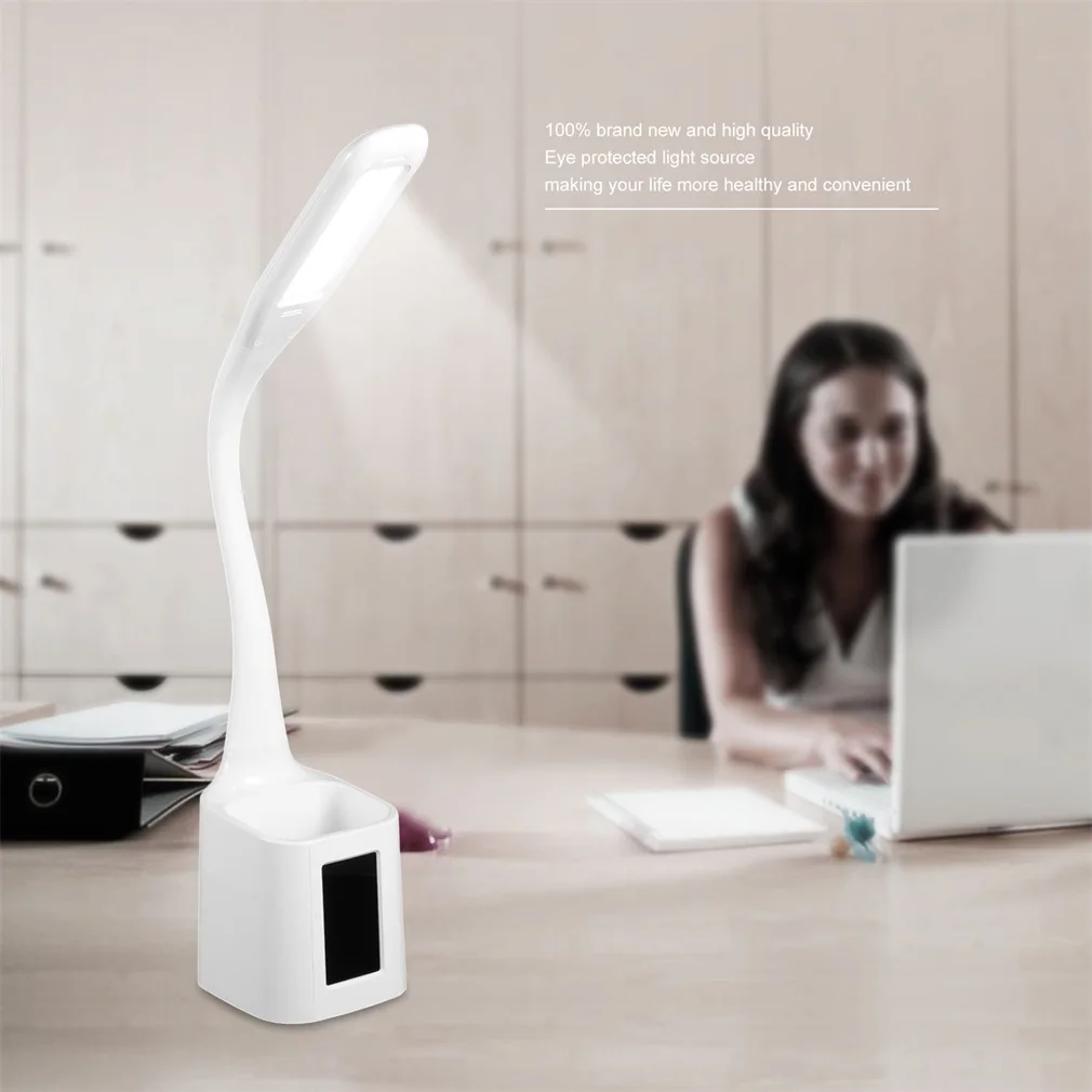 

Folding Dimmable LED Table Lamp With Calendar Display Touch Button Smart Lamp Natural Light with Pen holder function