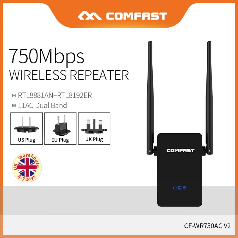 COMFAST двухдиапазонный Wifi 2 4G и 5 8G ретранслятор 750 Мбит/с 802.11AC роутер усилитель