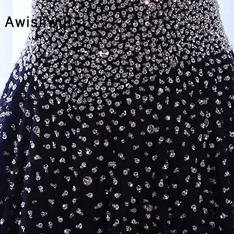 Новинка 2020 модные блестящие Длинные вечерние платья из тюля с бисером без