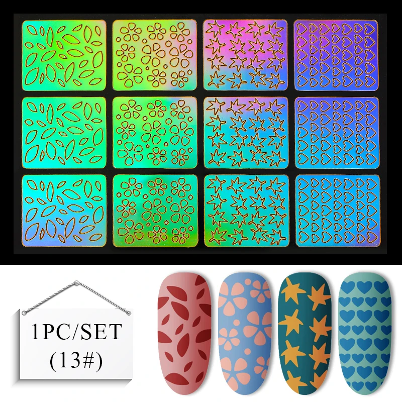 Гель-лак для ногтей виниловый наконечник руководство по переводу шаблон наклейки для ногтей Полые лазерные наклейки для дизайна ногтей трафаретная наклейка инструмент для дизайна ногтей 1 шт - Цвет: K5468