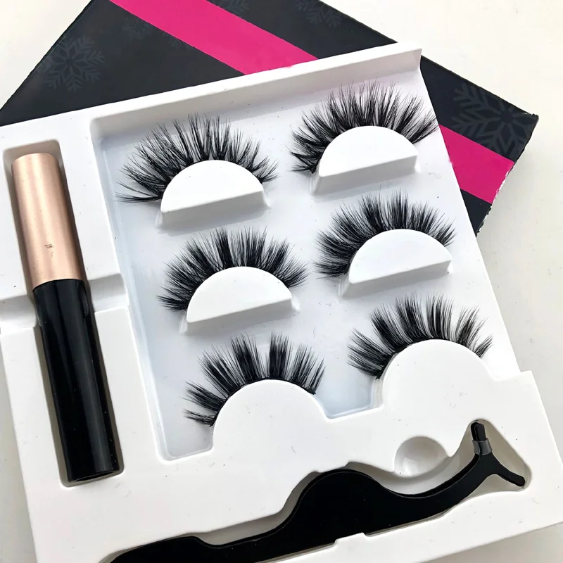

NEW 3pair 5 Magnetic Eyelashesnatural False Eyelashes Magnet Lashes Magnetic Liquid Eyeliner & Magnetic False Eyelashes & Tweeze