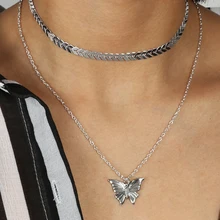 Лидер продаж, милое колье с бабочками ожерелья с подвесками для женщин, девочек, дня рождения, вечеринки, сделай сам, ювелирное женское колье