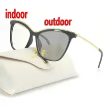 Переход фотохромные очки для чтения оптический близорукость Модный Изготовленный по заказу металл рамка с коробкой UV400 Солнцезащитные очки FML