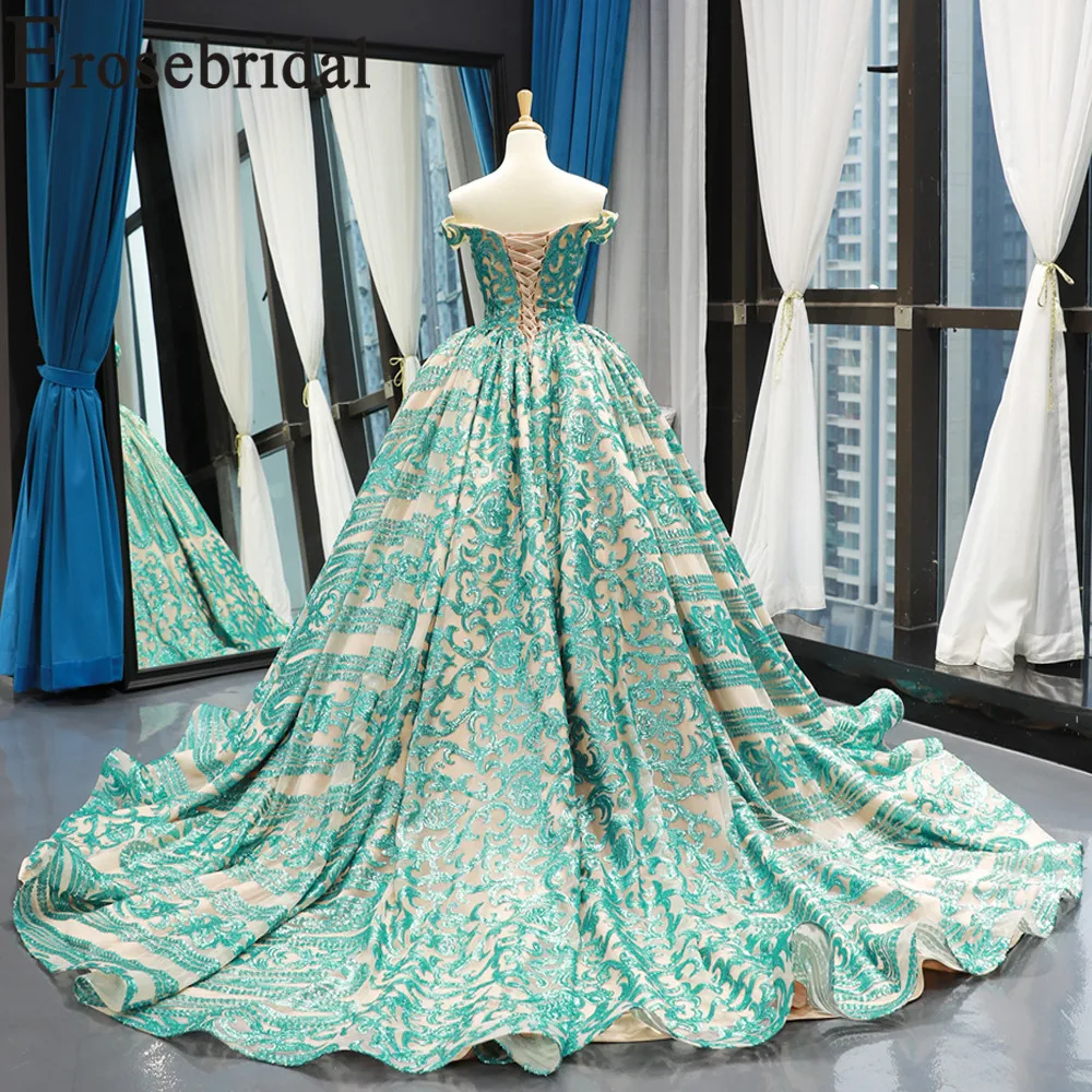 Erosebridal бисерное Зеленое Длинное винтажное вечернее платье 2019 с часовым шлейфом