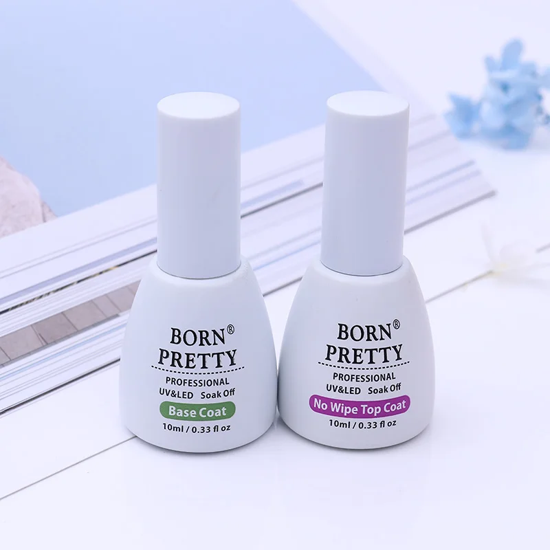 BORN PRETTY Base Coat No Wipe Top Coat 10ml Soak Off for UV LED Manicure Nail Art Gel Polish