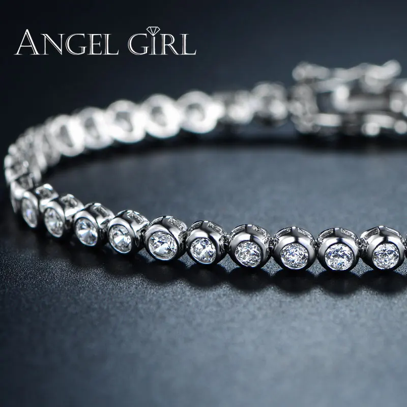 Angel girl 2019 Модные женские роскошные белые золотые цвета Круглый прозрачный CZ