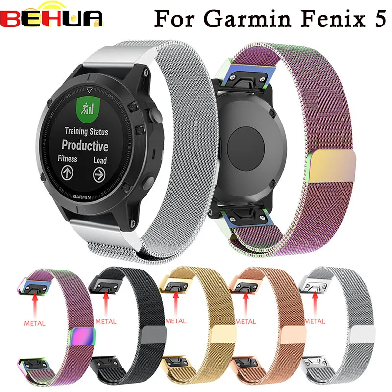 

Quick Release Watch Band For Garmin Fenix 5 GPS Strap Stainless Steel Replacement Wrist Band Strap For Fenix5 Watchband Easyfit