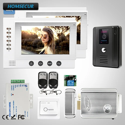 

HOMSECUR 7" Hands-free Video Door Entry Security Intercom+Dual-way Intercom 1C2M: TC011-B Camera(Black)+ TM701R-W Monitor(White)
