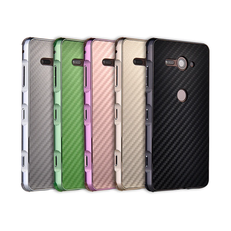 

Luxury Metal Case For Sony Xperia XZ2 Compact H8324 Aluminum Frame & Carbon Fiber Back Cover For Sony Xperia XZ2 Compat Case