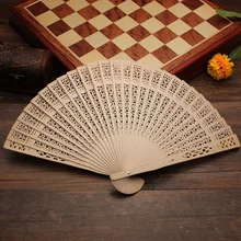 1 Uds abanico de mano gran oferta elegante señora Estilo Vintage arte de madera Original tallado boda fiesta plegable decoración china del hogar