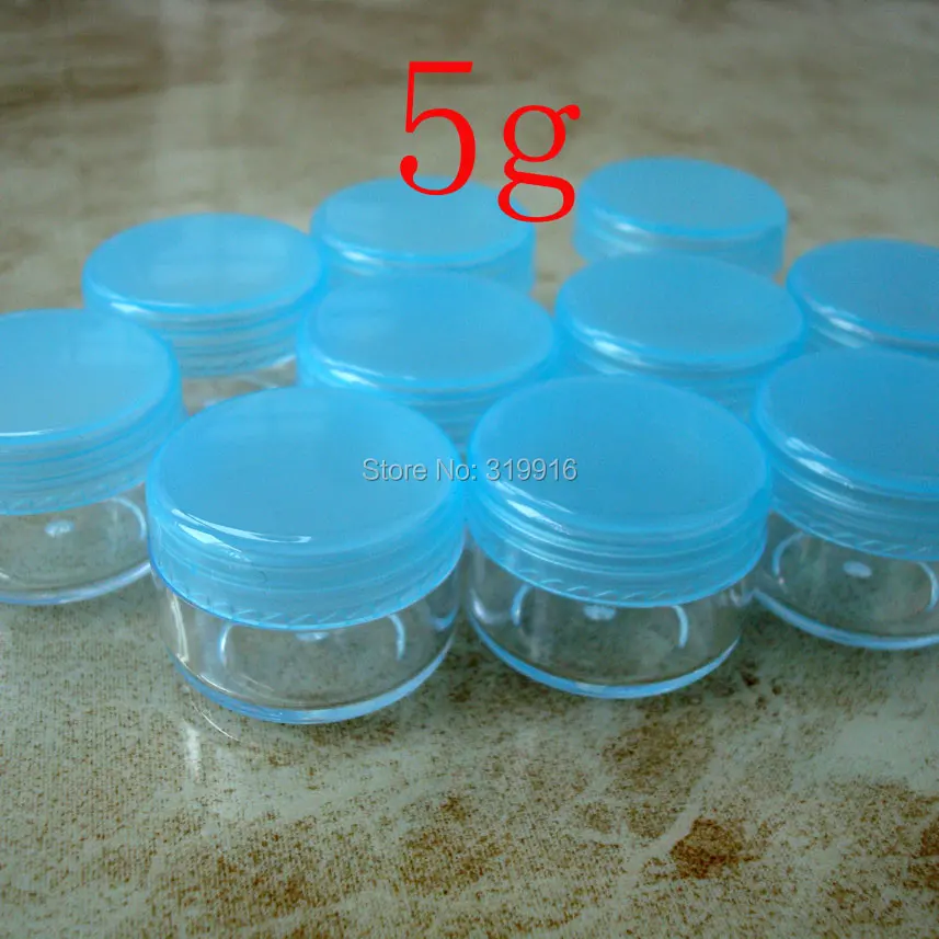 Free shipping 100pc/lot 5g blue round small sample plastic bottle jars