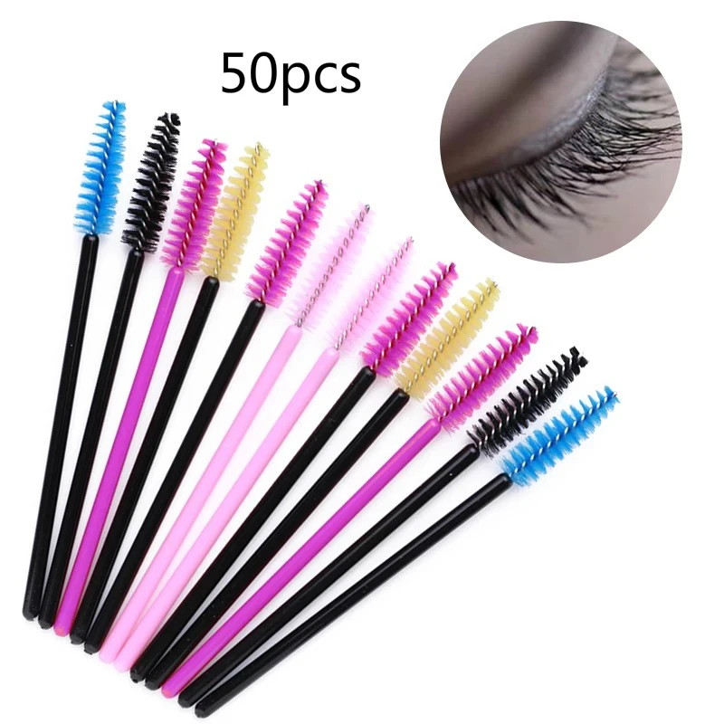 

50Pcs/Pack Disposable Micro Eyelash Brushes Mascara Wands Applicator Wand Brushes Eyelash Comb Brushes Spoolers Makeup Tool Kit