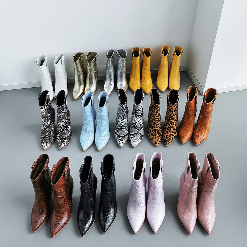 Новое поступление, модные ботинки до середины икры на высоком каблуке в стиле ретро телесного и розового цвета размера плюс 46 Женская обувь популярные короткие женские ботинки
