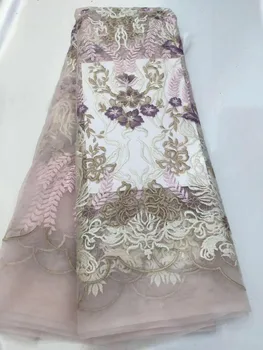 

Nice flower African tulle mesh lace fabric best quality nigerian embroidery net lace fabric