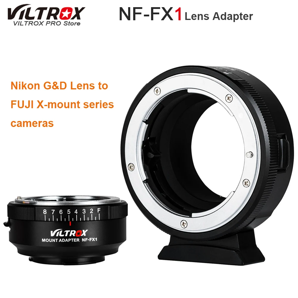 Viltrox NF FX1 Camera Lens Adapter w/ Mount Adjustable Aperture Ring