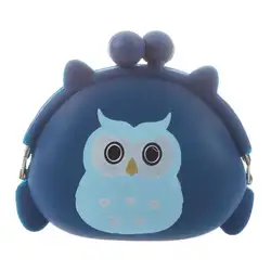 Девушки мультфильм Сова силиконовый желе бумажник сумка ключи Портмоне (синий)