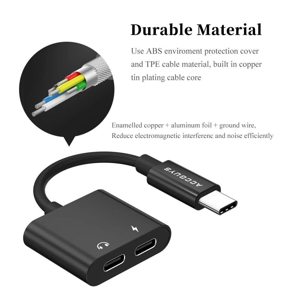 ACCGUYS Тип C аудио кабель адаптер двойной тип-c jack разветвитель AUX USB C наушники PD зарядное устройство для iPad Pro Google Pixel 2 Essential