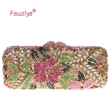 Fawziya Floral Print Purses Flower Purses For Girls Bling Rhinestone Crystal Clutch Bag