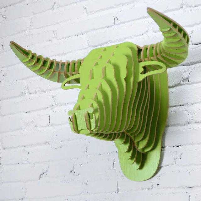 Buy DIY Wood Bull Head North Europe Style Wood Animal