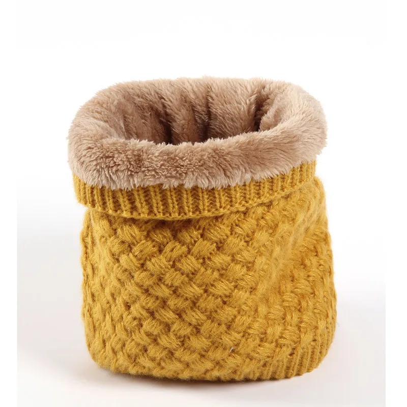 New Children Knitted Wool Warm Winter Fleece Scarf Neck Warmer for Women Men Snood Thermal Ski Cycling Ring Wraps Female Scarves |