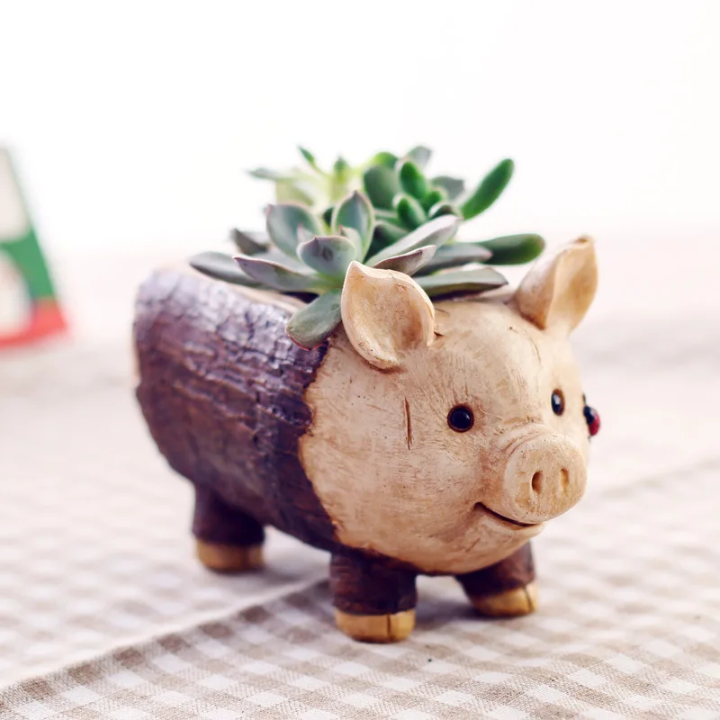 

Retro Wooden Resin Flowerpot Succulent Planter Mini Bonsai Cactus Flower Pot Desktop Ornaments Home Decor Garden Supplies Hot