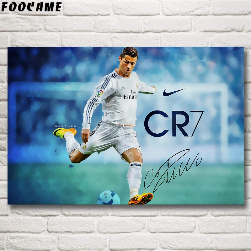 

FOOCAME Soccer Player Cristiano Ronaldo Art Silk Posters and Prints Painting Bedroom Decorative Wall Pictures For Living Room