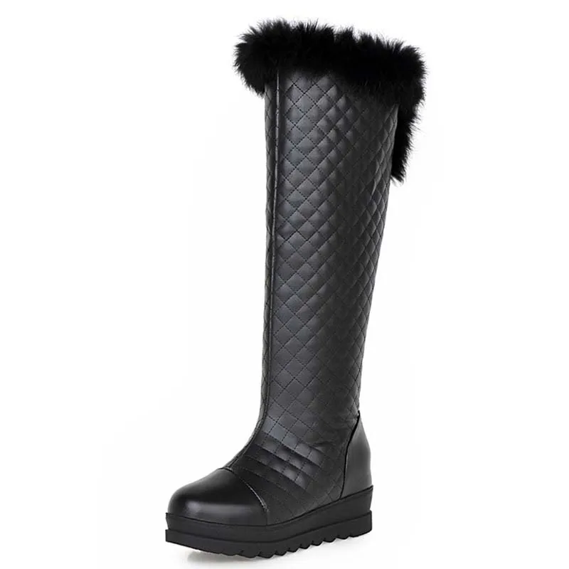 

Big Size 43 Advanced PU Soft Leather Knee-High Fashion Slip-On Round Toe  Flats With Boots For Women 2-color Women Boots