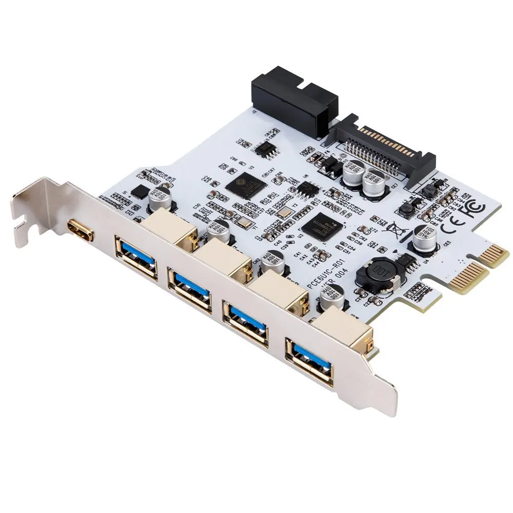 Добавить на карту USB 3,0 PCI-E type C Плата расширения PCI Express PCI-E к USB 3,0 контроллер 5 портов+ 1 порт USB 3,1 PCI-E адаптер для карты