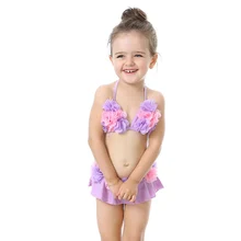 Юбка с цветочным рисунком для маленьких девочек, бикини из двух предметов, летний купальный костюм для малышей 9-30 месяцев, аксессуары для плавания, детские купальники