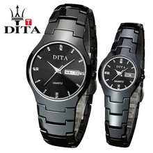 DITA Ceramic lovers Men Woman luxury analog watch black ceramic band Quartz Wristwatch date slim and stylish for couple watches