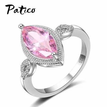 

Men Women Pink Finger Rings 925 Sterling Silver Anel Vintage Blue Cubic Zirconia Filled Jewelry Christmas Gifts Wholesale