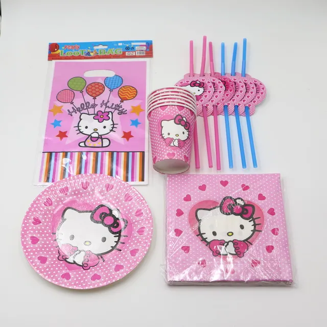 1pack 66pcs Wholesale Hello Kitty Baby 1st Birthday Theme Party