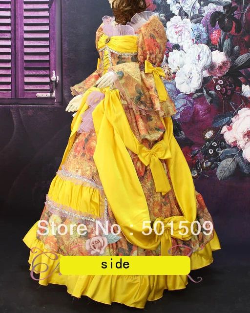 

yellow ariel princess medieval dress Renaissance Gown queen costume Victorian /Marie Antoinette/civil war/Colonial Belle Ball