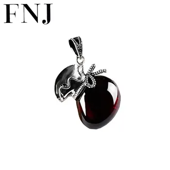 

FNJ 925 Silver Wallet Pendant 100% Pure S925 Solid Thai Silver Synthetic Garnet Pendants for Women Jewelry Making