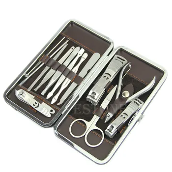 

Stone Pattern Case+1 set 12pcs Nail Clipper Kit Nail Care Set Pedicure Scissor Tweezer Knife Ear pick Utility Manicure Set Tools